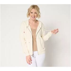 Peace Love World French Terry Embroidered Zip Front Hoodie Pristine 2X A686984